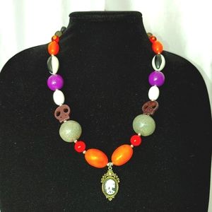 Halloween repurposed vintage 21" beaded necklace
